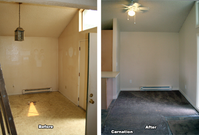 Carnation dining room before and after